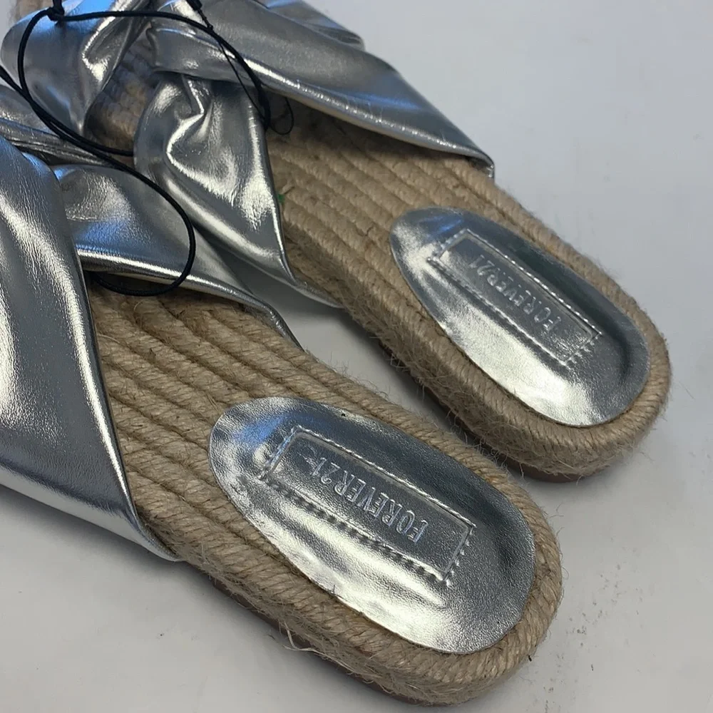 Forever 21 silver espadrille sandals